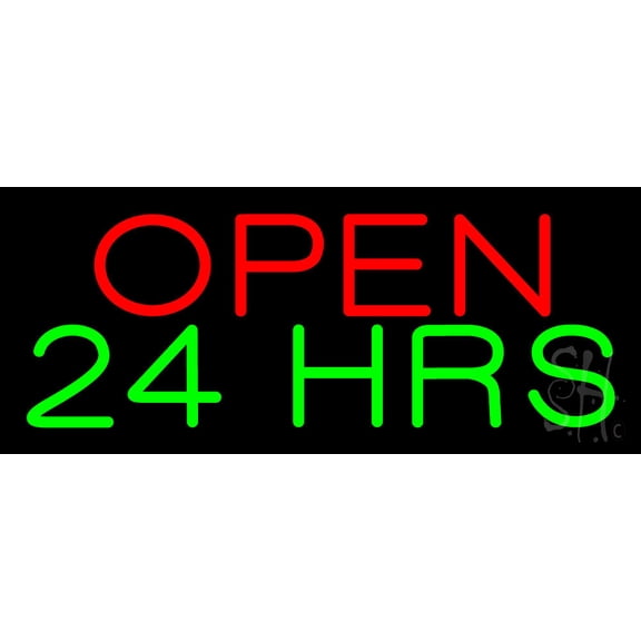 Open 24 Hrs LED Neon Sign 6 x 15 - inches, Clear Edge Cut Acrylic Backing, with Dimmer - Bright and Premium built indoor LED Neon Sign for storefront.