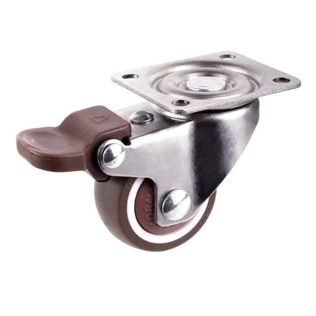 1/1.25/1.5/2 Inch Furniture Casters Wheels Rubber Swivel Castor Trolley Rubber Caster With Brake ,Easy to Use