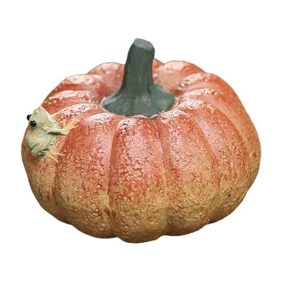 WLPZXP Frog Pumpkin Statue Desk Decoration Collections Vivid Details Home Decor Tea Pet Short Pumpkin
