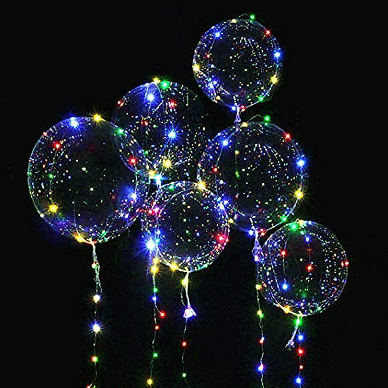 Restaurantware Balloonify 20 inch Bobo Balloons with Lights, 10 Durable Transparent Balloons with Lights - PVC Sticks, Stays for 15 Days, Plastic Bobo Balloons, Mult