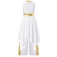 thumbnail image 4 of Aislor Girls Sleeveless Praise Dance Dress Metallic Gold Liturgical Worship Tunic with Wide Leg Pants Set White 14, 4 of 7
