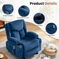 thumbnail image 4 of JMYMRY Rocker Recliner Chair with Vibration Massage and Heating, Cup Holders and Side Pockets, Adjustable Lounge Chair for Living Room, Bedroom, Blue, 4 of 8