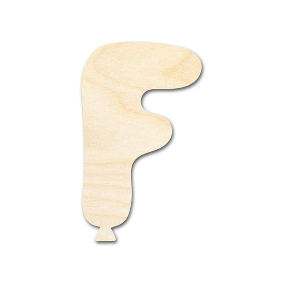 Unfinished Wood Balloon Letter F Shape 10" / 1/8"
