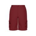 thumbnail image 4 of Sookity Mens Elastic Waist Shorts Casual Cargo Shorts Button Down Hiking Shorts Loose Fit Solid Color Summer Shorts with Pockets Wine,XL, 4 of 8