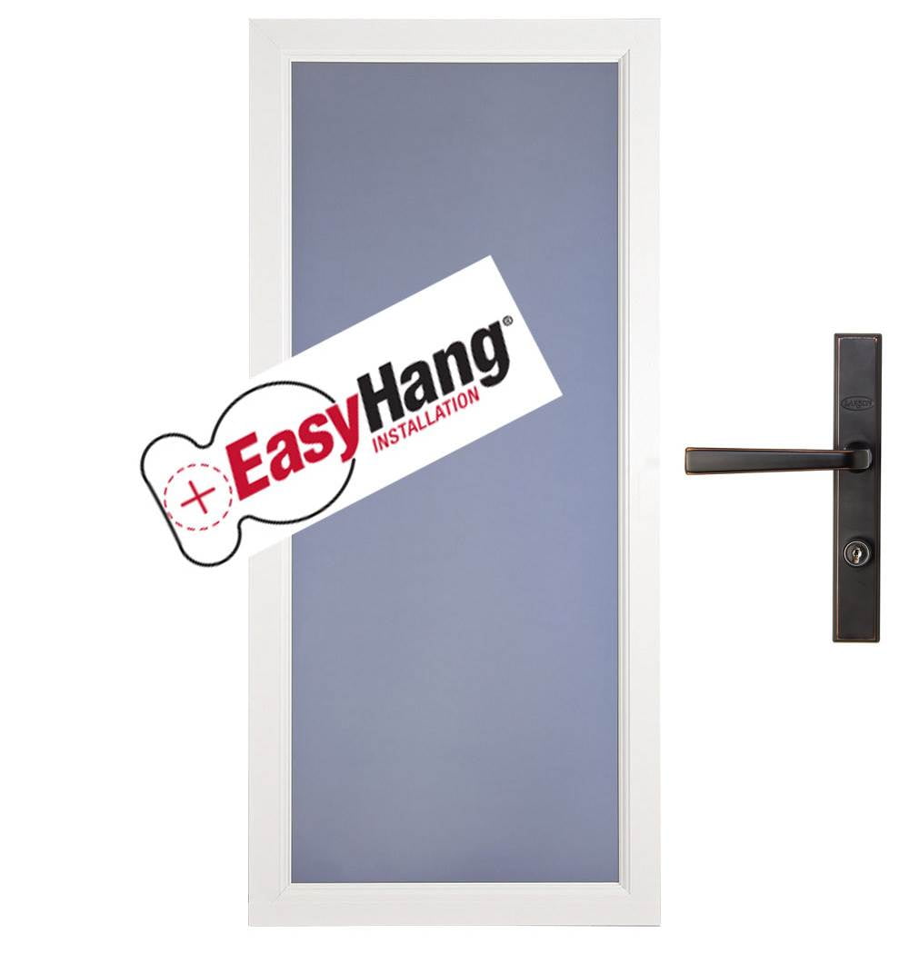Larson EasyHang Fullview LowE Left Hinge 32" White Storm Door & Bronze