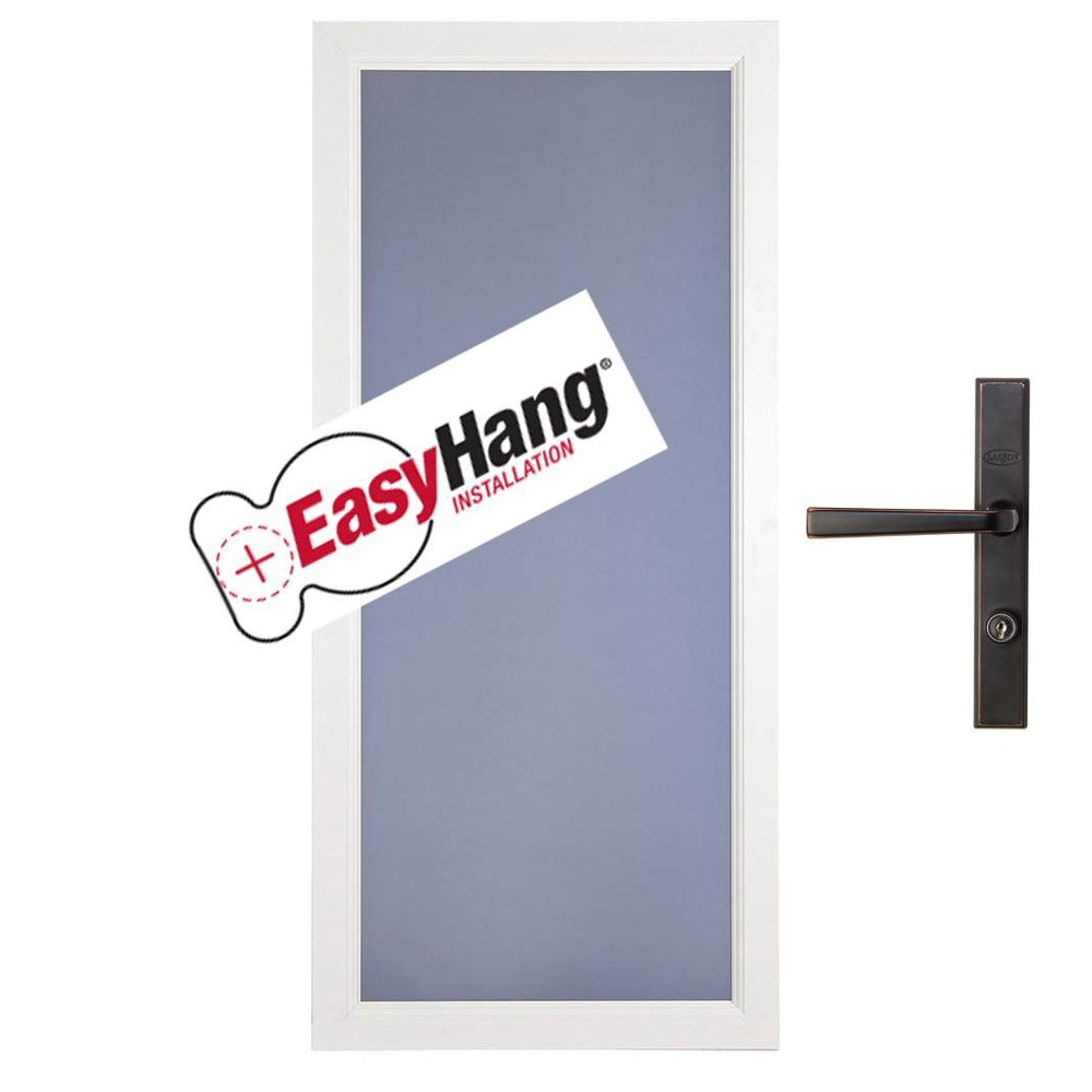 Larson EasyHang Fullview LowE Left Hinge 32" White Storm Door & Bronze Handle