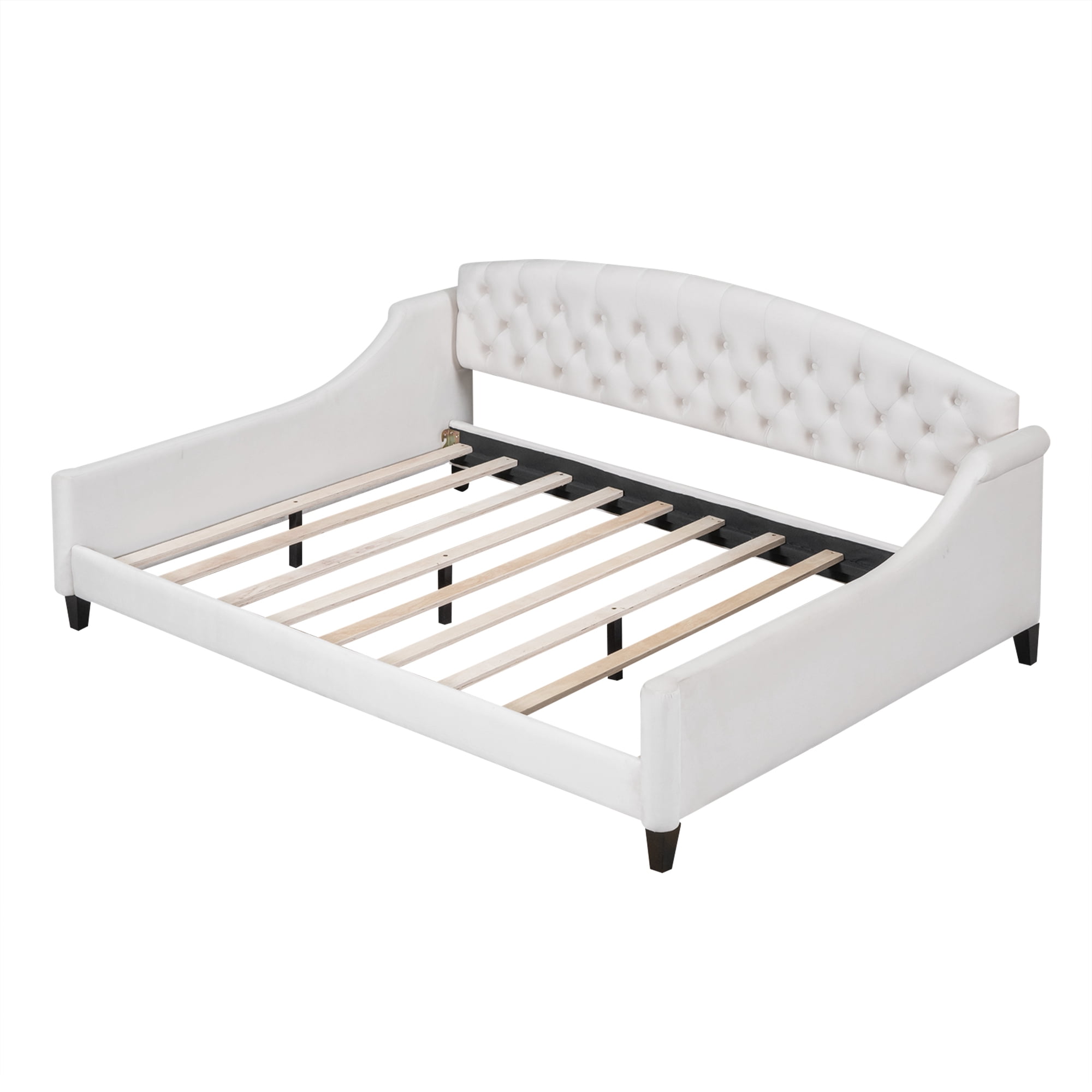 Euroco Upholstery Tufted Full size Tufted Button Daybed Beige