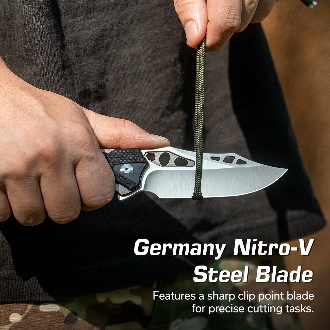 CIVIVI Biophase Pocket Folding Knife with 3.48" Nitro-V Blade, Gray Aluminum With Black Coarse G10 Handle C23083C-3