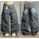 thumbnail image 3 of Pantalones vaqueros holgados de estilo urbano Wexwear de 3PM, estilo vintage, lavados, azules, estilo Y2K, estilo Harajuku, punk, rectos, informales, góticos, anchos, 3 of 5