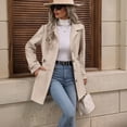 thumbnail image 4 of Women's Wool Blend Button Front Coat, Belted Mid-Length Overcoat, Elegant Lapel Collar Woolen Jacket Outerwear for Fall Winter 03-Complexion XXL, 4 of 5