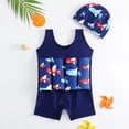 thumbnail image 2 of WRKEKC Toddler Swimsuit Girl One Piece Floral Print Tank Style with Built in Floaties Arm Rings Sun Safe 1-5 Years, 2 of 3