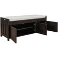 thumbnail image 7 of Storage Bench Entryway Storage Bench with 3 Shutter-Shaped Doors, Shoe Bench with Removable Cushion and Hidden Storage Space, Home Collection Furniture for Living Room, Espresso, 7 of 7