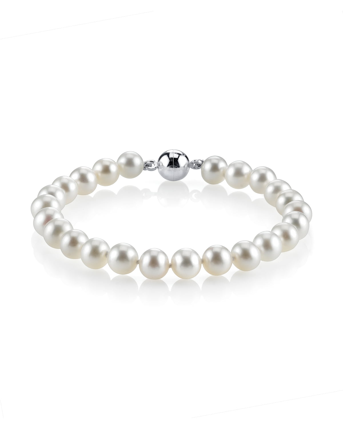 Genuine 7-8MM Natural white Freshwater Cultured Pearl Bracelet Bangle 7.5 