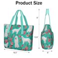 thumbnail image 3 of Tote Bag for Women - Great Pyrenees Dog and Flower Shoulder Bag - Large Utility Work Duffle Bag with Zipper Handbag for Travel, Work, Sprots, 3 of 5