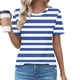 thumbnail image 1 of Fiudx Tops para Mujer Jersey Plisado Estampado con Cuello Redondo para Mujer, Top Informal de Moda de Manga Corta para Primavera/Verano, 1 of 4