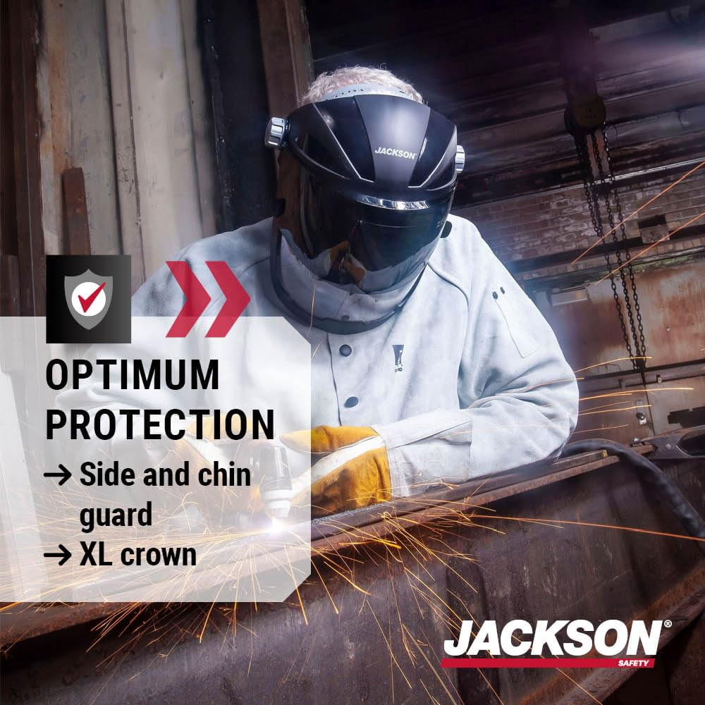 Jackson Safety Jackson Safety - Face Shield - QUAD 500 Premium Multi-Purpose Series - 9' x 12.125' x 0.060" Window - Clear AF with Shade 5 IR Flip Visor - 370 Speed Dial Headgear