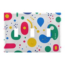 Yayeee Toggle Light Switch Wall Plate 3-Gang 6.37"x4.48" Decorative Outlet Cover, Colorful Round