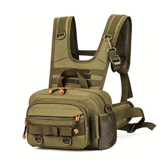 AUQ Fishing Bag Fly Fishing Vest Pack Waterproof Oxford Cloth Outdoor Camping Hiking Hunting Lightweight Vest Pouch Large Capacity Backpack Vest Bag