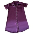 thumbnail image 3 of HOMBOM Womens Cotton Pajamas Purple Short Sleeve Sleepshirts Solid V Neck Pajamas Nightdress Pajama Dress, 3 of 3