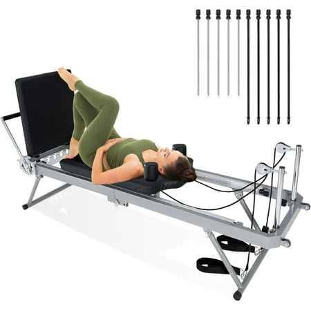 Slsy 78" Foldable Pilates Reformer Machine Equipment for Home Workout and Gym, Pilates Exercise Equipment with 5 Metal Resistance Springs & Jumpboard for Beginners, A Yoga Ball Included