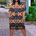 thumbnail image 2 of Plus Size Dresses for Women Ethnic Style Dress Short Sleeve Midi Dress with Pocket Casual Loose Casual Knee Length Dress, 2 of 5