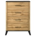 thumbnail image 2 of Wemy Tall Dresser Chest, 4 Drawers, Weathered Dark Brown Pine Wood, 2 of 3