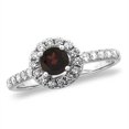 thumbnail image 1 of 14K White Gold Diamond Natural Garnet Halo Engagement Ring Round 4 mm, size 8, 1 of 1