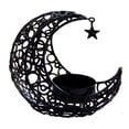 thumbnail image 4 of Candelabro de media luna de Metal, artesanía, candelabro de luna hueca, adorno (negro), 4 of 9