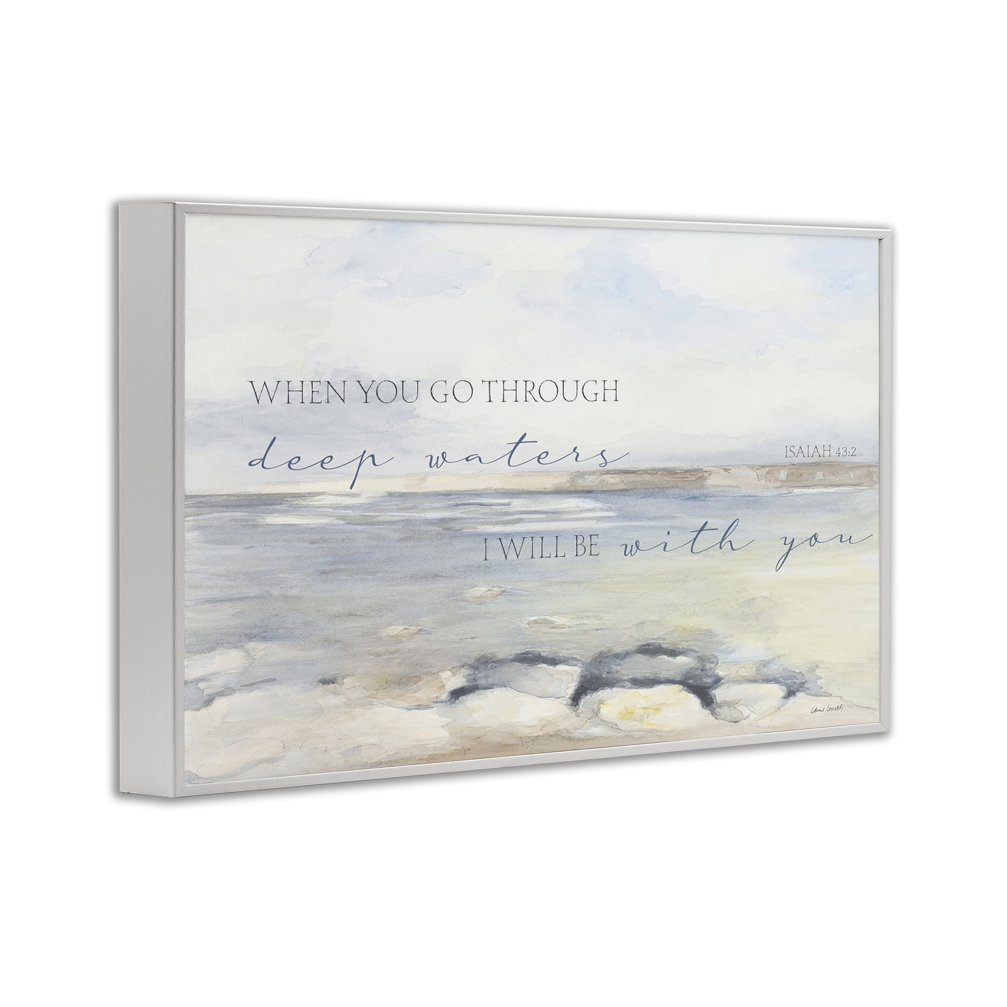 Stupell Industries Deep Waters Isaiah 43:2 White Framed Giclee Art, design by Lanie Loreth