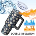 thumbnail image 5 of 40oz Pioneer Flower Floral Print Pattern Insulated Tumbler with Handle, BPA-Free Leak Proof Lid and Straws, Double Wall Vacuum, Hot 12h/Cold 34h, 5 of 6