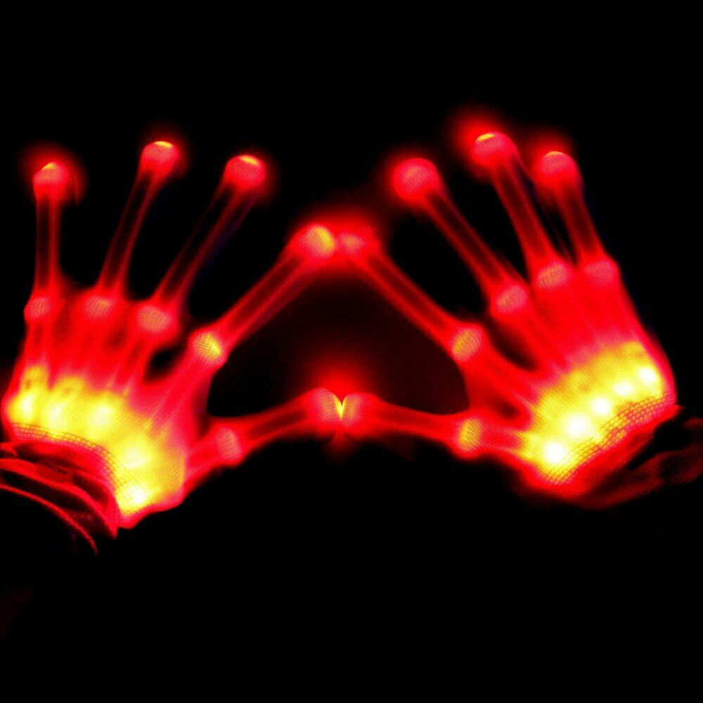 Electro LED Fingers Flashing Gloves Light Up Christma Xmas Dance Rave Party Fun 