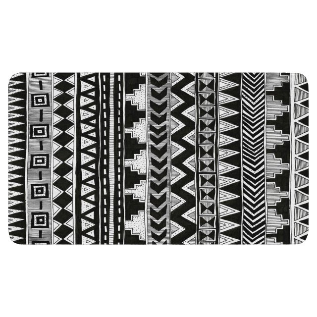 Collection Accent Door Rug 30x17in Black Moroccan Boho Tribal Design Doormat, Non-Skid Absorbent Door Rug High Traffic Areas Rugs for Entryway Living Room Bedroom