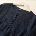 thumbnail image 4 of Womens Summer Tops 2024 Plus Size Fashion Long Sleeve Cotton and Linen Spring V-neck Tops Loose Blouse Casual Work Tunic Tops, 4 of 6