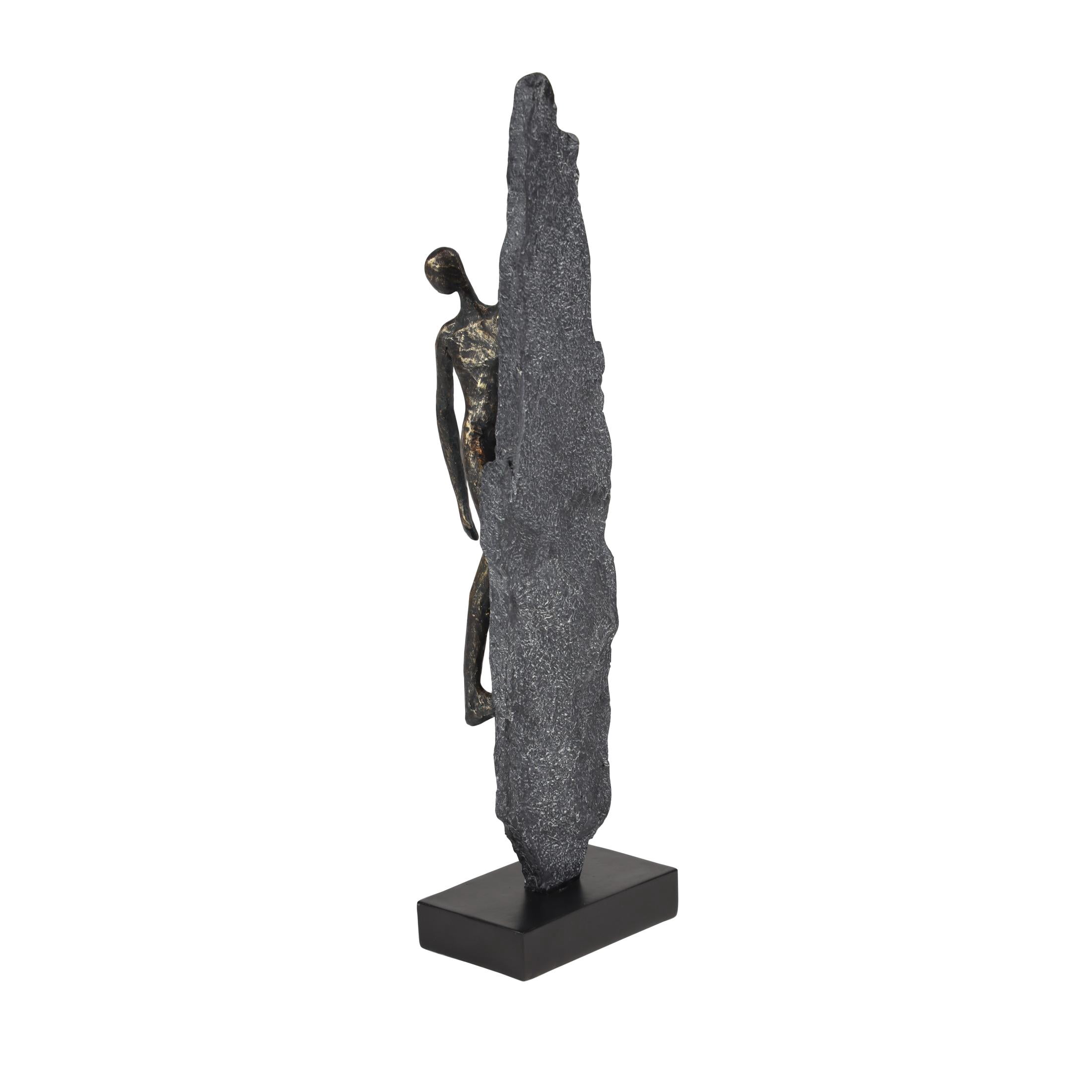 6" x 19" Bronze Polystone Climbing People Sculpture, by DecMode