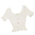 thumbnail image 4 of Camiseta de punto para mujer, manga corta, cuello cuadrado, corte ajustado, botón superior, blanco Advancent  AP001523-04B, 4 of 7