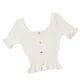 thumbnail image 4 of Camiseta de punto para mujer, manga corta, cuello cuadrado, corte ajustado, botón superior, blanco Methold  AP001523-04B, 4 of 7