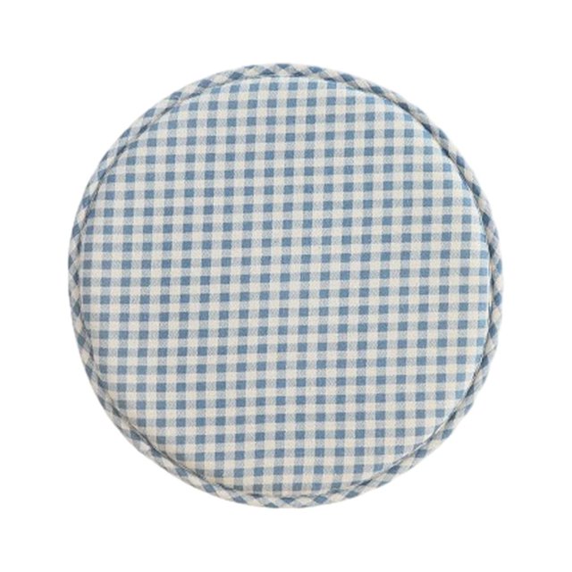 Toystoory Cojín de asiento con correas antideslizante de algodón para silla, alfombrilla para taburete, suave y cómoda para sala de estar, Decoración del hogar Rejillas blancas azules Diámetro 33cm