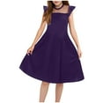 thumbnail image 2 of JUMEYU Dress Little Girls Girls Dresses Toddler Girls Dress Casual Party Print A-line Dress Sundress 5T 6T (Dark Purple,5-6 Years), 2 of 5