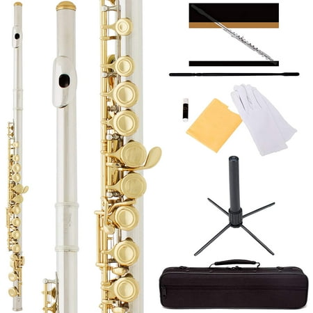 Mendini By Cecilio Flutes-Closed Hole C Flute,16-Key, Case,Stand,Lesson Book,Cleaning Kit