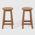 thumbnail image 3 of WestinTrends Malibu 24" HDPE Outdoor Patio Round Counter Height Bar Stool Set of 2, Teak, 3 of 6