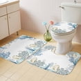 thumbnail image 4 of Ocean Life Bathroom Rugs Set Light Yellow Shell Navy Coral Starfish Conch Non Slip Absorbent Soft Bath Mats 3 Piece Set with Bathroom Rug, U-Shaped Floor Mat, Toilet Seat Cover Small Size, 4 of 9
