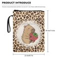 thumbnail image 5 of HELLHERO 1 pc Book Club Gifts Book Organizer Bag 11.42 x 8.66 Inch Polyester Fabric Book Sleeve Protector Carrying Book Case for Readers, Leopard-Strawberry, 5 of 5
