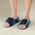 thumbnail image 2 of Silver Steps Open Toe Edema Slippers Mens, Navy Blue, SM, 2 of 7