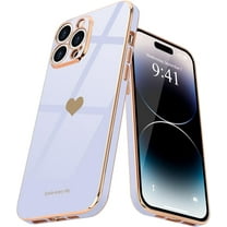 Love-Heart Luxury Case for Apple iPhone 14 Pro Heart Case, Cute Design Shiny Bling Cover, Soft TPU Slim Shockproof Protective Case for Apple iPhone 14 Pro for Women Girls, Purple