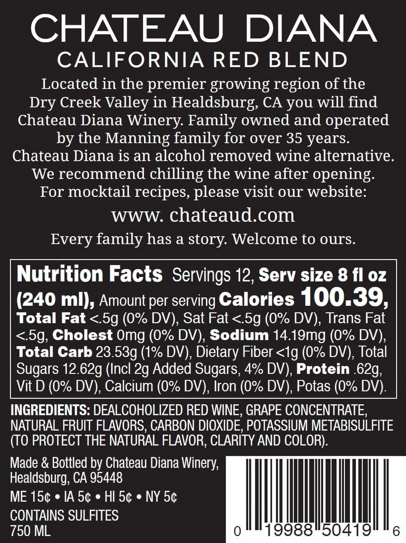 Chateau Diana Zero Alcohol California Red Blend