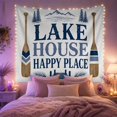 thumbnail image 2 of Lake House Happy Place Silhouette With Dock and Paddles, Serene Rustic for Nature Lovers, Rustic Cabin Wall Art Decor, Housewarming Gift Tapestry Wall Hanging for Bedroom and Living Room, 2 of 7