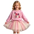 thumbnail image 3 of Bobifish Toddler Girls Sets Letter Embroidered Sweatshirt And Skirt Outfit Children Girls Sets For Birthday Party, 3 of 9