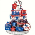 thumbnail image 2 of 4Th of July Decorations Patriotic Independence Day Tiered Tray Decor Memorial Day Vintage Wood Sign Home Table Decorate 4Th of July Decorations Home Decor Red White and Blue Decorations 14 Pack, 2 of 5