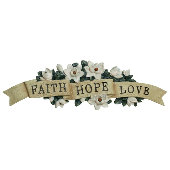 Magnolia Faith Hope Love Wall Accent Ivory Large