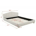 thumbnail image 2 of Beige Velvet Upholstered Queen Platform Bed, Modern Bedroom Wood Bed Frame, 2 of 5